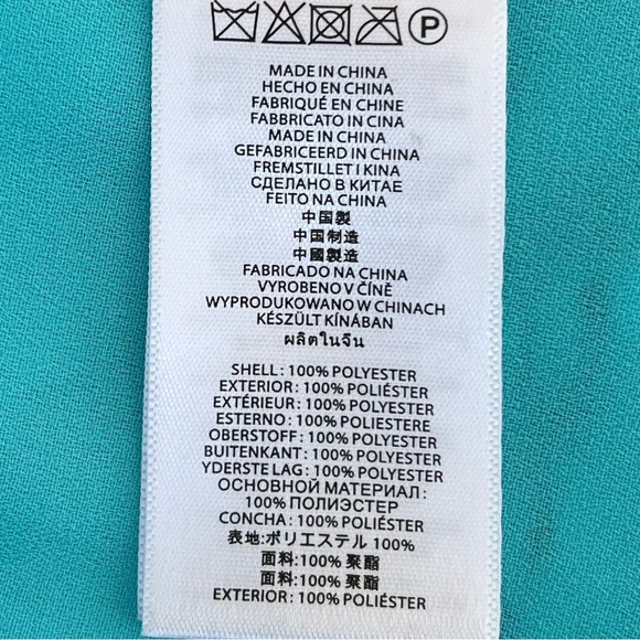 Michael Kors Turquoise Blue Watercolor Geometric Long Sleeve Dress - Picture 6 of 6